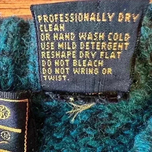 Green Vintage Eddie Bauer Wool Blend 80s Large Wool Marled Green Sweater Size L - Picture 4 of 10